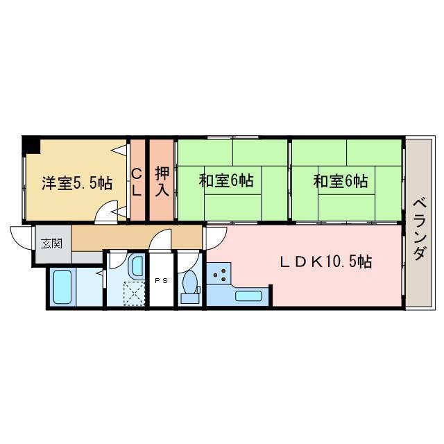 ベルトピア新居浜(3LDK/7階)の間取り写真
