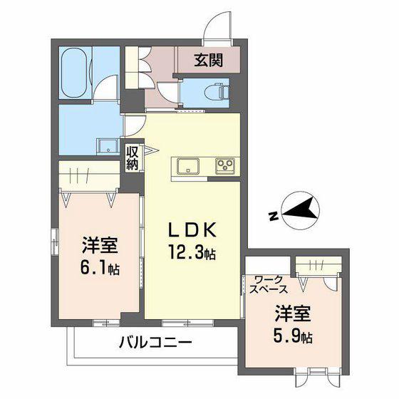 シャーメゾンエム(2LDK/1階)の間取り写真
