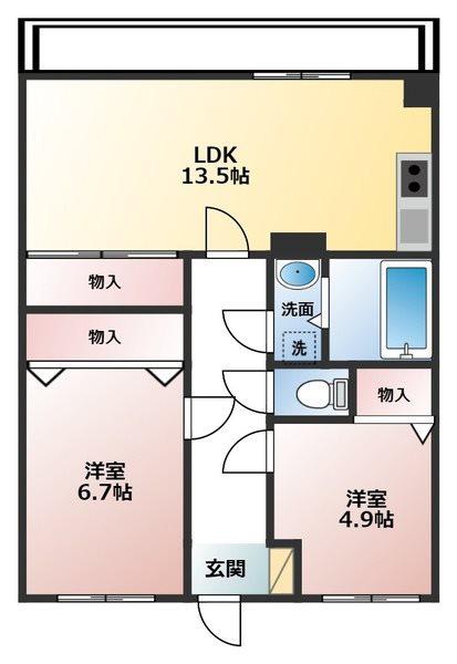 パークリージェント堀川(2LDK/3階)の間取り写真
