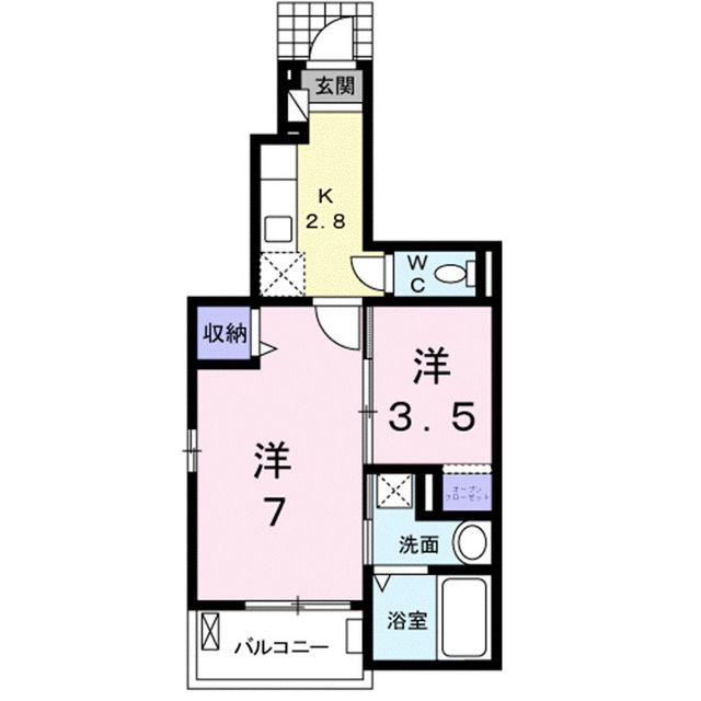 S・K PAL II(1SK/1階)の間取り写真
