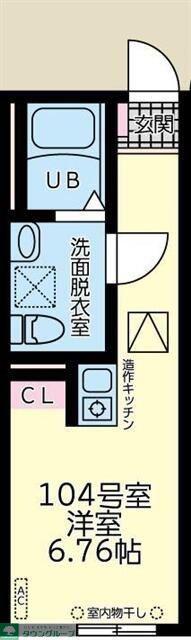 ラトゥール橋本(ワンルーム/1階)の間取り写真