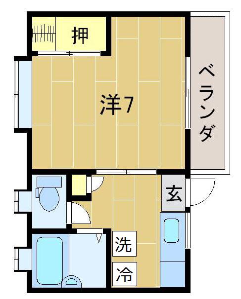 ツインハイツA(1K/1階)の間取り写真