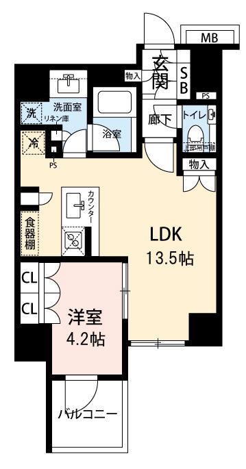 サンクレイドル御苑内藤町(1LDK/7階)の間取り写真