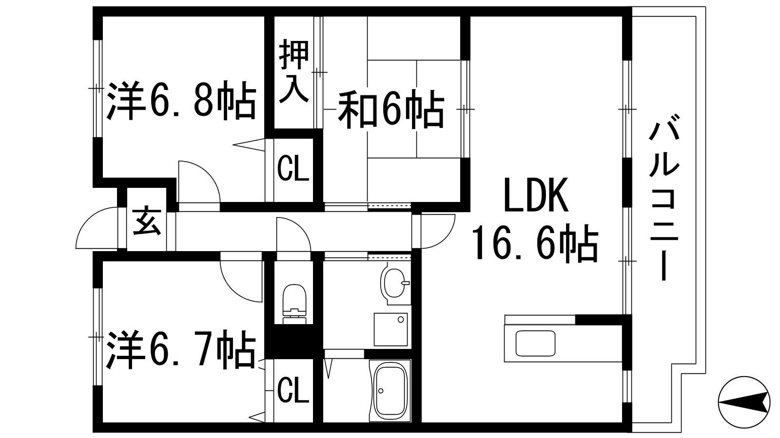 パティオ宝塚(3LDK/4階)の間取り写真