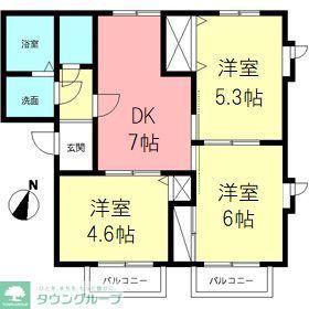 ピースフル・A(3DK/2階)の間取り写真