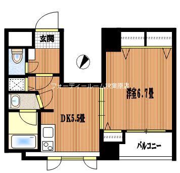ロアール神田(1DK/6階)の間取り写真