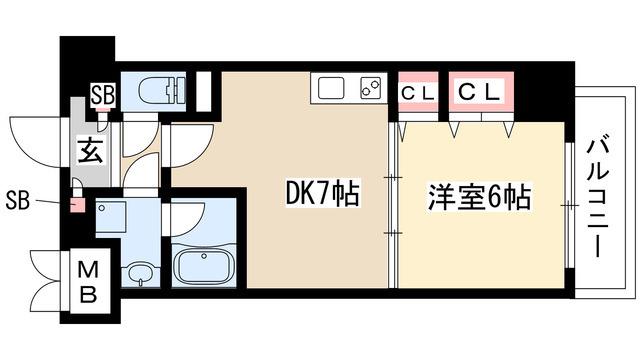 コンセール葵(1DK/5階)の間取り写真
