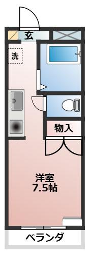 フォレストあおば(ワンルーム/2階)の間取り写真