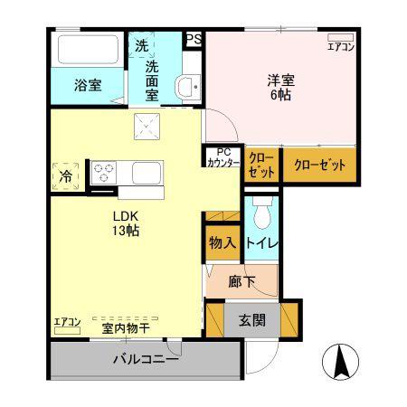 クローバー(1LDK/1階)の間取り写真