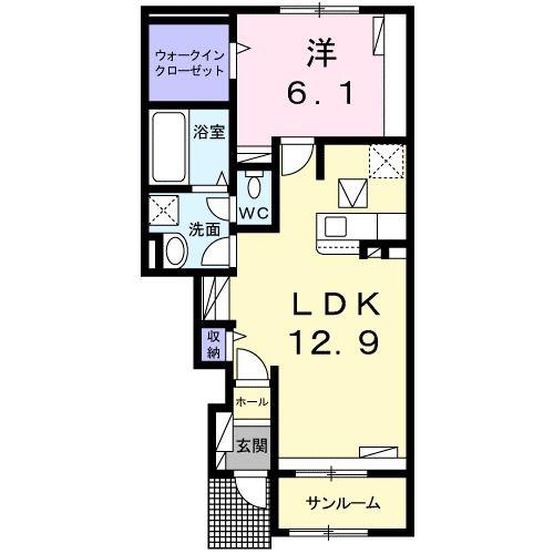 グッド・アイランド阿見I(1LDK/1階)の間取り写真