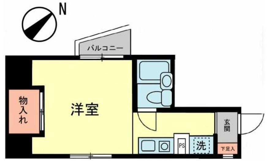 生麦栗山ハイツ(ワンルーム/9階)の間取り写真
