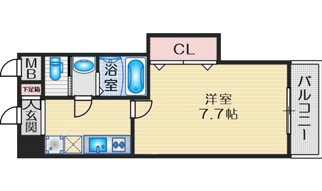 LUXE 江坂北(1K/6階)の間取り写真