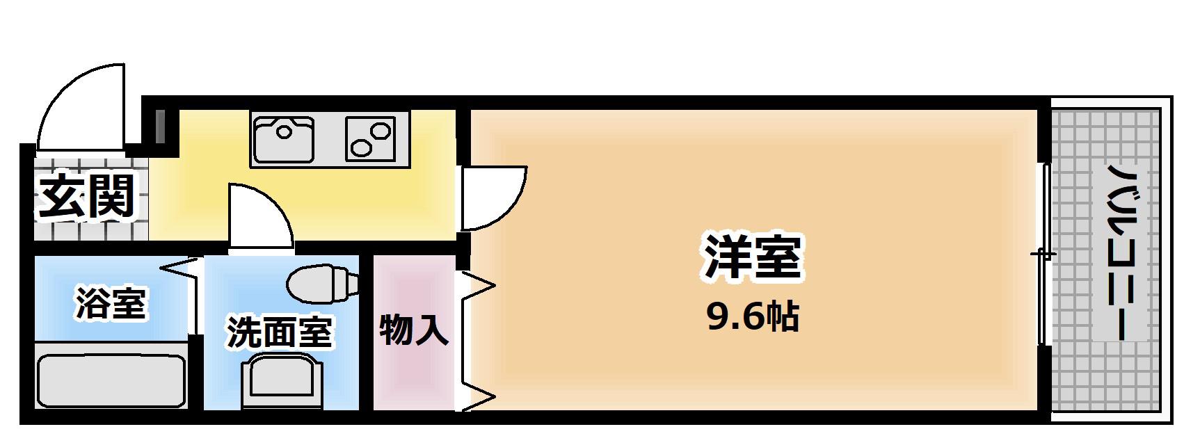 サンルモンド岡山手(1K/3階)の間取り写真