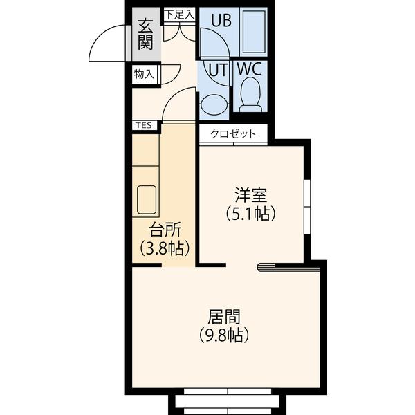 藤井ビル北11条II(1LDK/1階)の間取り写真
