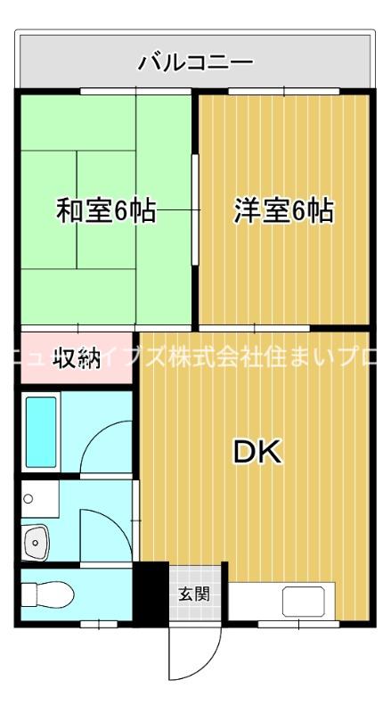シャトーキタⅡ(2DK/1階)の間取り写真