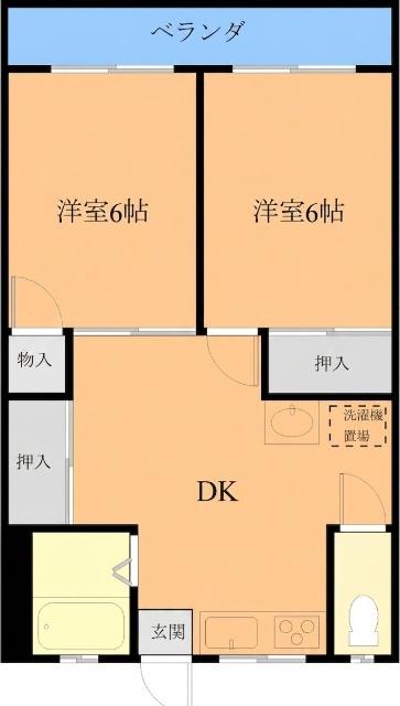 ヤママス6号(3DK/2階)の間取り写真
