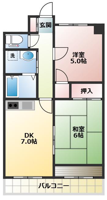 ルミエールキシ(2DK/3階)の間取り写真