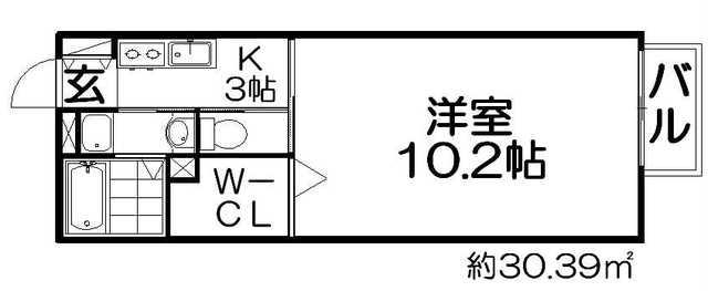 サンアムール杉山手(1K/2階)の間取り写真