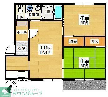 サニーハイム狭山B棟(2LDK/1階)の間取り写真