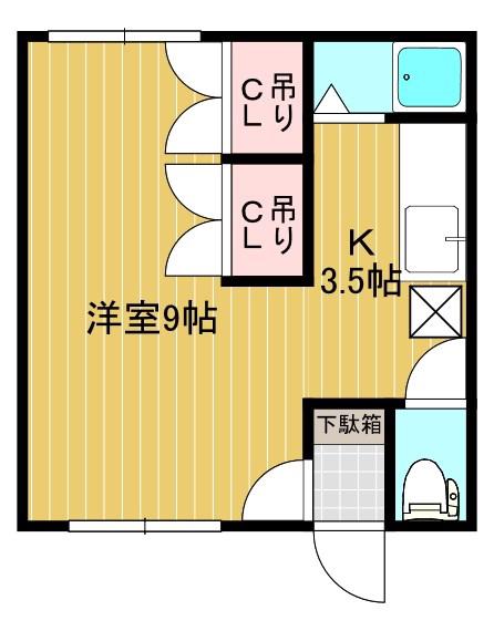 ホワイトヴィレッジB(1K/2階)の間取り写真