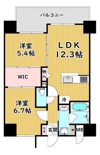 プリマヴェーラ(2LDK/10階)の間取り写真