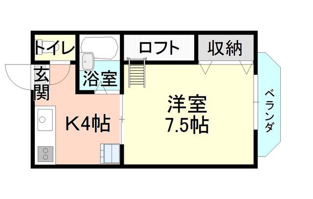 メゾン朝日台II(1K/1階)の間取り写真