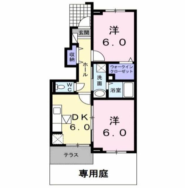 フリシュ ヴォーヌング(2DK/1階)の間取り写真