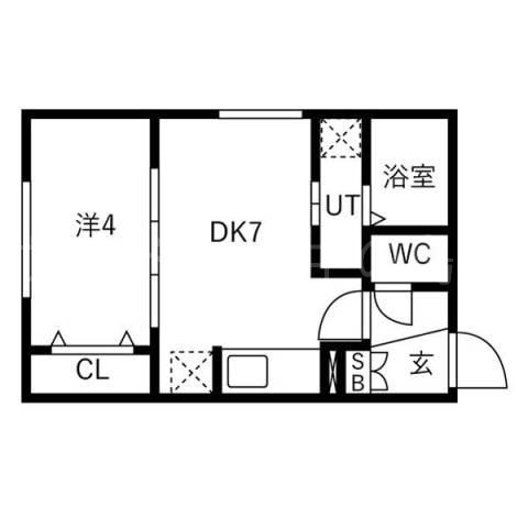 アールズ・コート平岸II(1DK/4階)の間取り写真