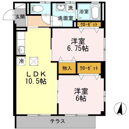 グリーンハイツF(2LDK/1階)の間取り写真