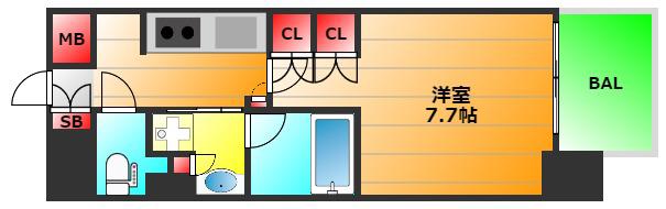 アーバネックス心斎橋I(1K/10階)の間取り写真