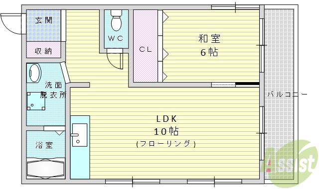 リリアン緑地公園(1LDK/1階)の間取り写真