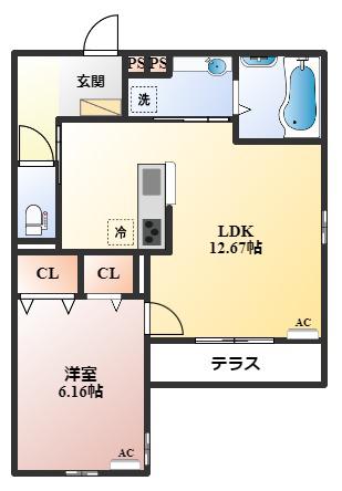 LA MAISON(1LDK/1階)の間取り写真