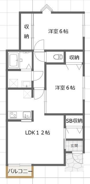 京王線 上北沢駅 徒歩14分 2階建 築10年(2LDK/1階)の間取り写真