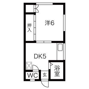 茂野アパートII(1DK/1階)の間取り写真