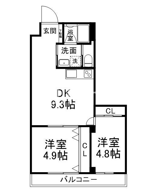ソフィア墨染駅前(2DK/3階)の間取り写真