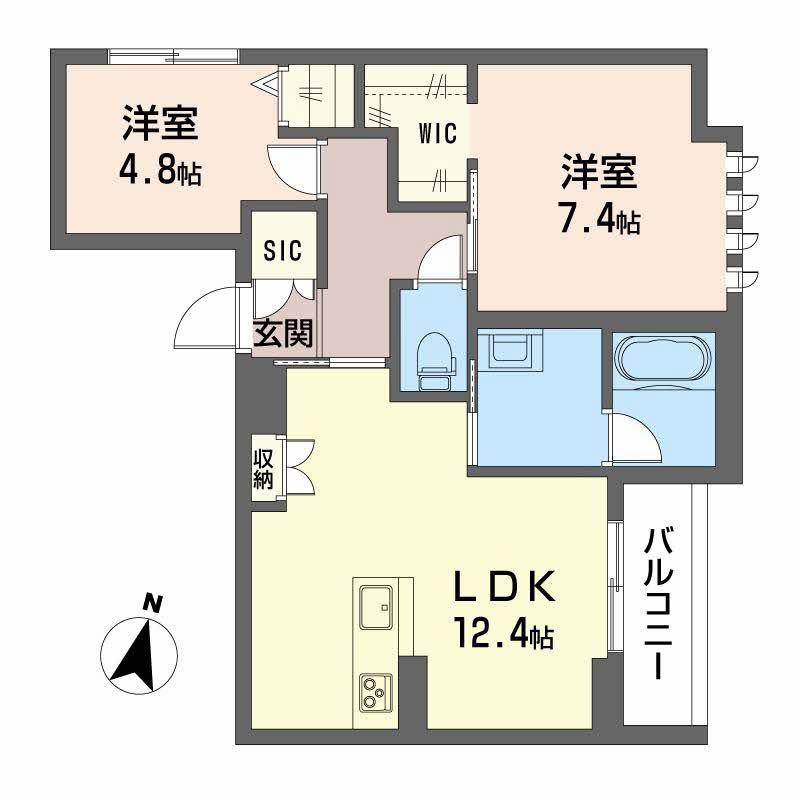 エトリヴィエール(2LDK/2階)の間取り写真