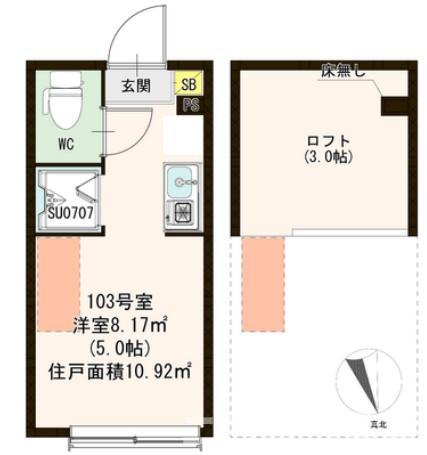 ミルフォード上鷺宮(ワンルーム/1階)の間取り写真