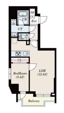 S-RESIDENCE新宿若松町(1LDK/4階)の間取り写真