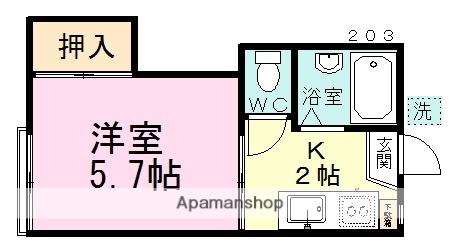 ドエル習志野(1K/2階)の間取り写真