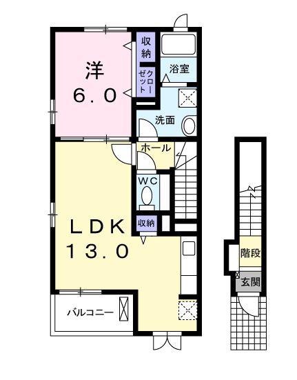 モンターニュ(1LDK/2階)の間取り写真
