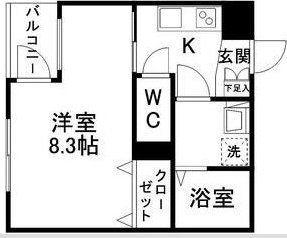 AROUND川内川前丁(1K/1階)の間取り写真