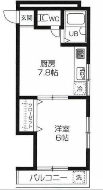 サニーハウス(1DK/2階)の間取り写真
