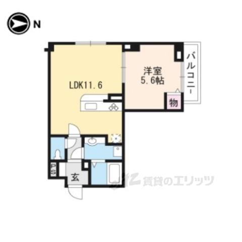 レジデンス京都洛央(1LDK/5階)の間取り写真