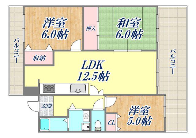 サンジェラン(3LDK/2階)の間取り写真