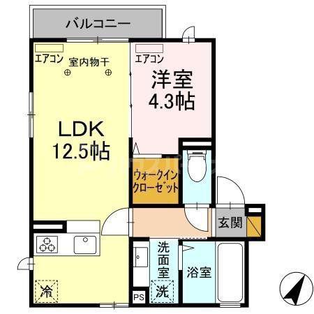 NK香取(1LDK/1階)の間取り写真