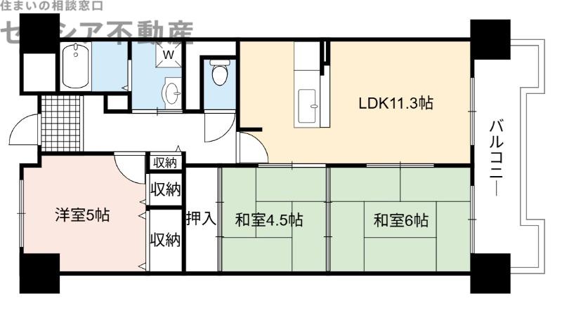 ヴィザージュ鶴見緑地(3LDK/6階)の間取り写真