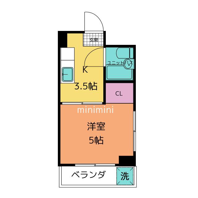 シャンピニョン(1K/2階)の間取り写真