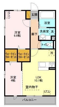 ペイサージュ(2LDK/2階)の間取り写真