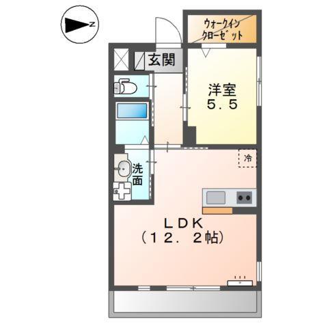 セレーノII(1LDK/2階)の間取り写真
