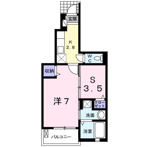 モンテ アン フレッシュ(1SK/1階)の間取り写真